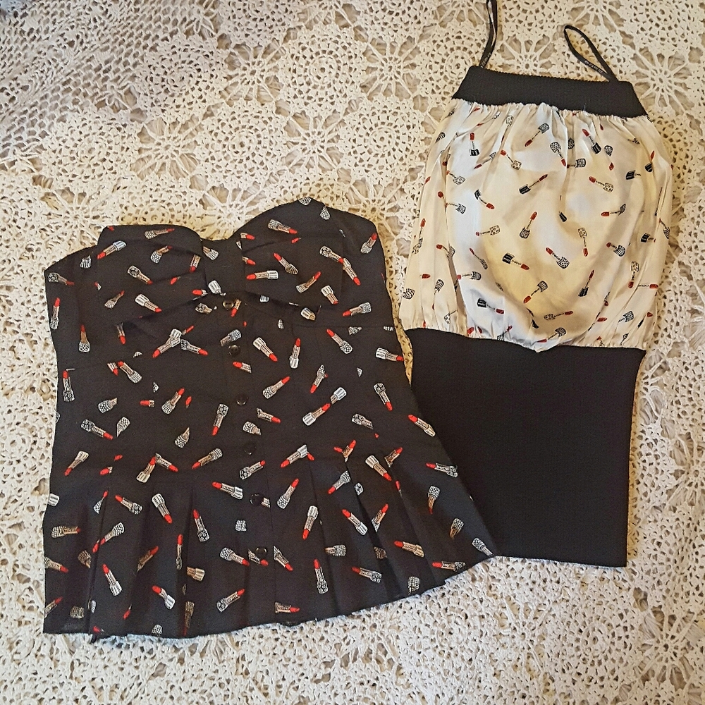 BEBE Lipstick Logo Bustier/Tube Lot XS